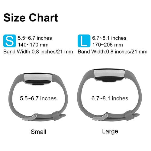 6 Pack Sport Bands Compatible with Fitbit Charge 2 Bands, Adjustable Replacement Wristbands for Women Men Small Large (6 Pack C, Large)