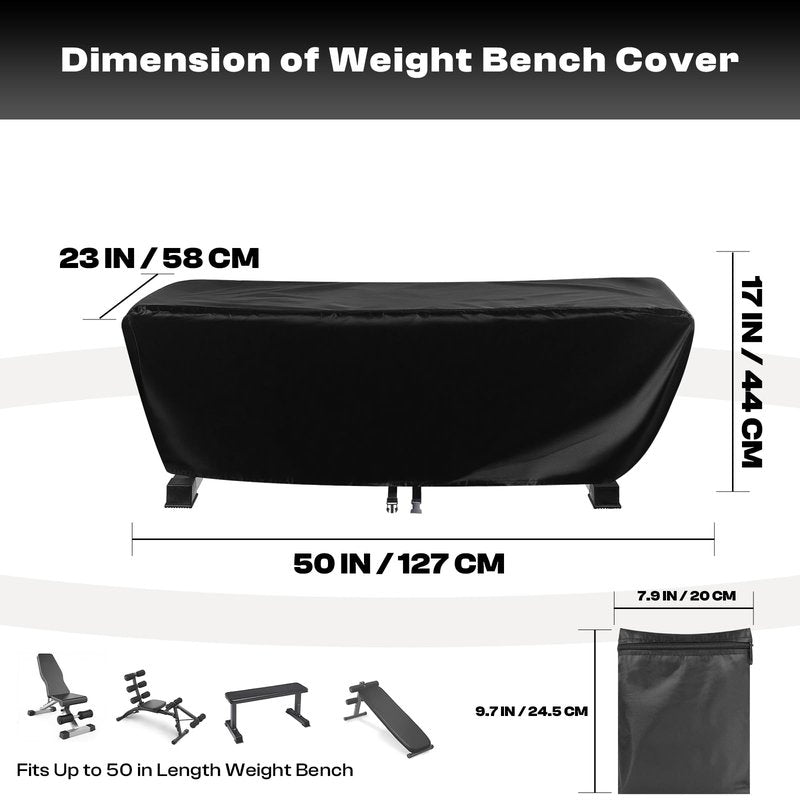 Weight Bench Cover, Heavy Duty 420D Oxford Exercise Workout Bench Cover Waterproof Outdoor，Home Gym All-weather Protective Covers Fit for Sit-up Board Flat Lifting Benches and Fitness Equipment Indoor