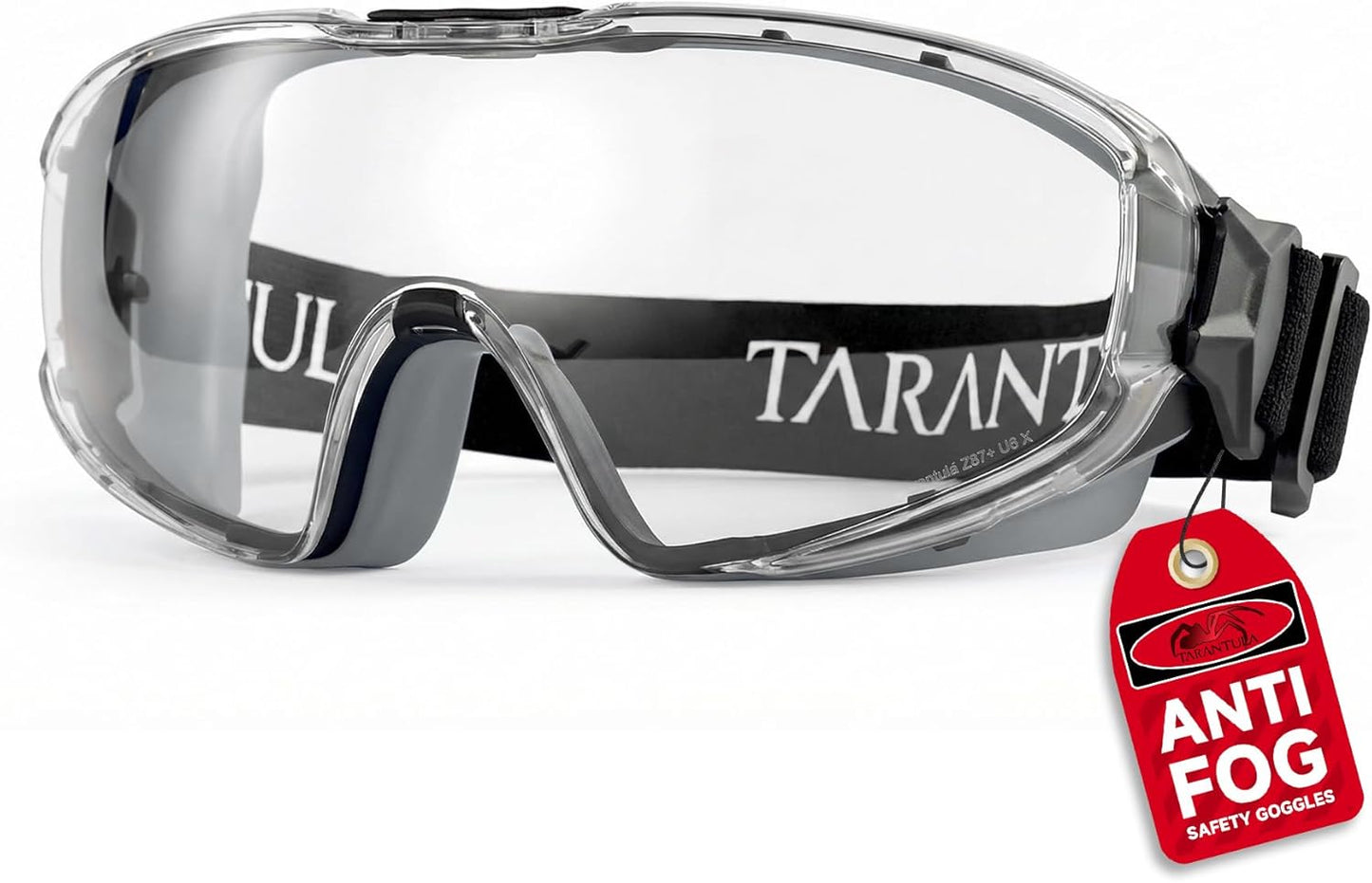 Tarantula Safety Goggles - ANSI Z87.1+ Over Glasses, Anti-Fog & Anti-Scratch, Adjustable Strap | Lab Eye Protection