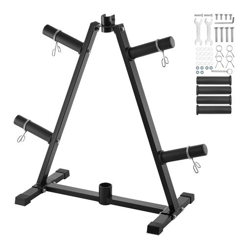 VEVOR Weight Plate Rack, A Frame Weight Plate Tree for 2-Inch Weight Plates, Standard Weight Plate Tree, 300 lbs Load Capacity Weight Storage Holder, Home Gym Barbell Rack Storage Stand, Black