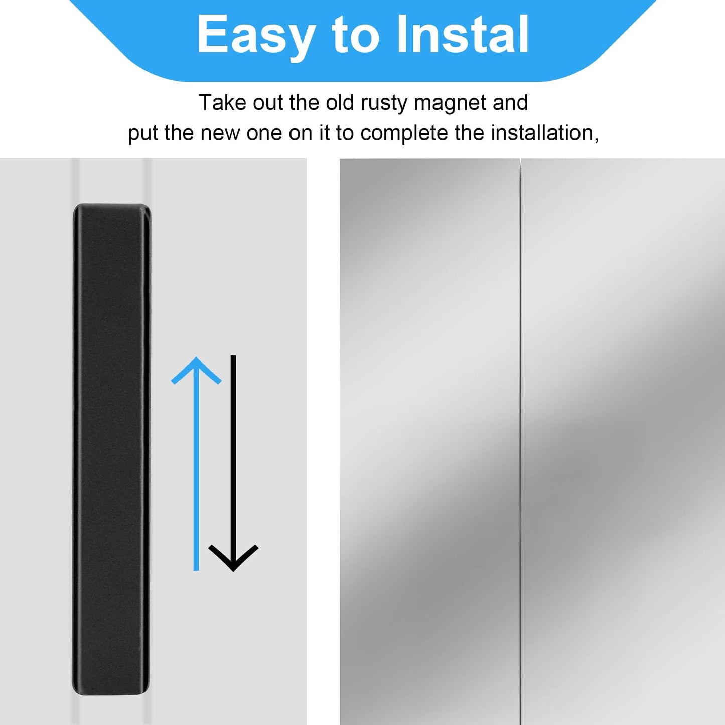 Glass Shower Magnet, 2.5" Shower Door Magnet Replacement Replacement for Swing Shower Doors (Black, 2 Pack)