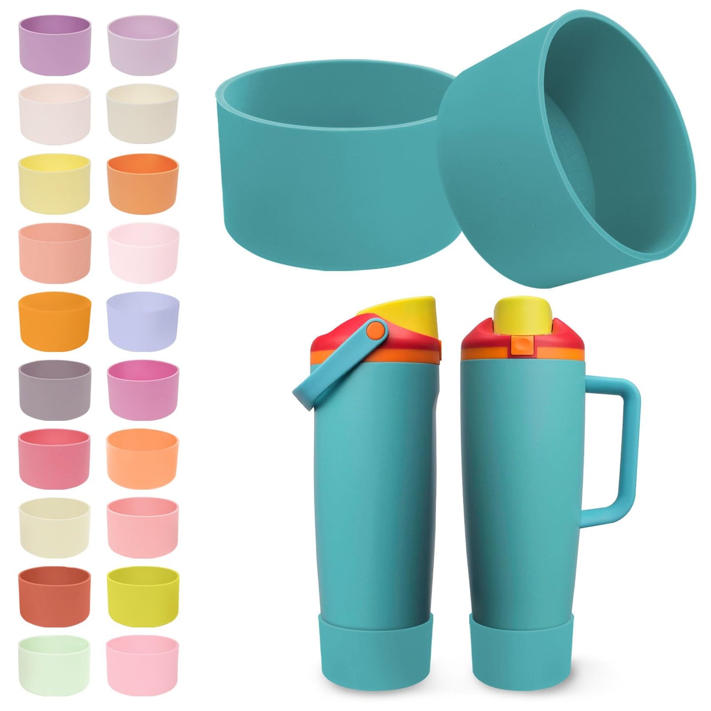 Kaitiaki 2PCS Silicone Boots for Owala 30oz & 40oz FreeSip Sway Bottles & Tumblers – Non-Slip, Scratch-Resistant, Stability Enhancer for Owala Accessories (Summer sweetness)