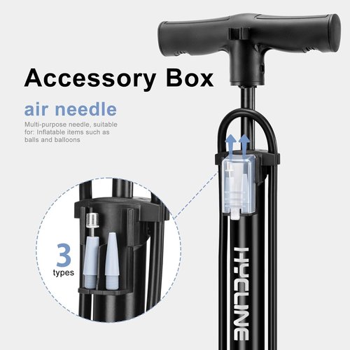 Hycline Bike Pump - 160 PSI High-Pressure Floor Pump with Gauge for Road, MTB & BMX Tires
