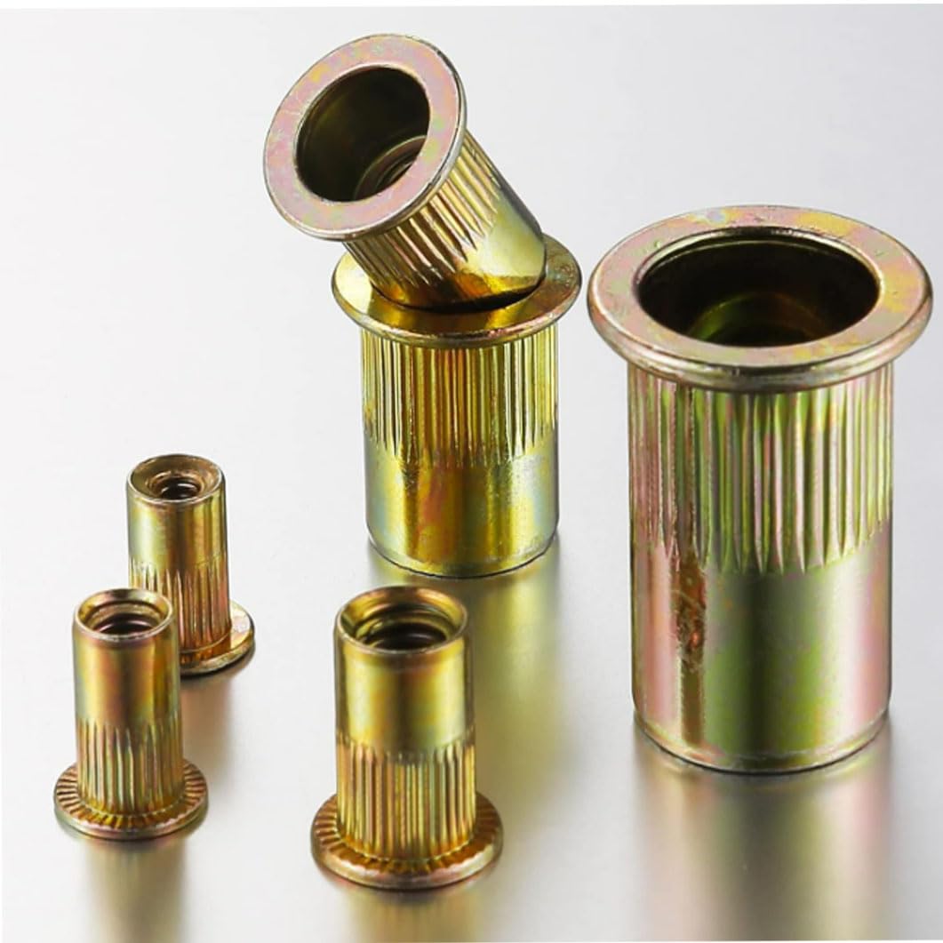 50pcs Carbon Steel Metric M8 Rivet Nuts Threaded Rivet Insert Nutsert Rivnuts Kit 8mm M8-1.25mm,for AutomotiveFurniture Decoration Electrical and Industrial Products.