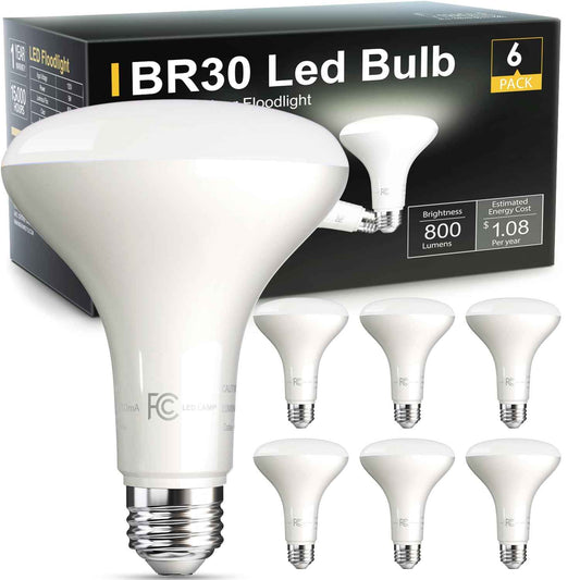 TJOY BR30 5000K 6PACK BR30 LED Bulbs, Indoor Flood Lights CRI80 9W Equivalent 65W 5000K Warm White 800 Lumens, E26 Base, 15000 Lifetime Hours for Ceiling, Recessed Can, Living Room and Kitchen