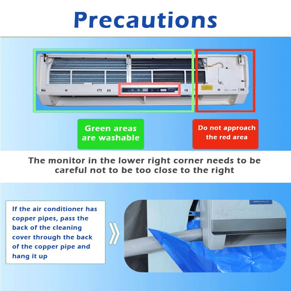 Air Conditioner Cleaning Cover Kit, Waterproof Wall Mounted Split Air Conditioner Protector Bag Washing Cover with 2.4mWater Pipe AC Units Cleaning Tools for Household 1~1.5P