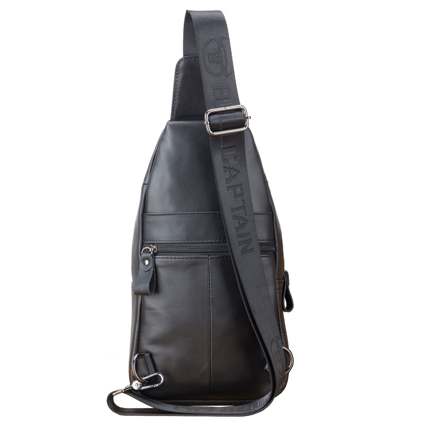 Leather Sling Bag Multipurpose Daypack for Men Women Outdoor Travel Camping Hiking Crossbody Shoulder Chest Pack (Black)