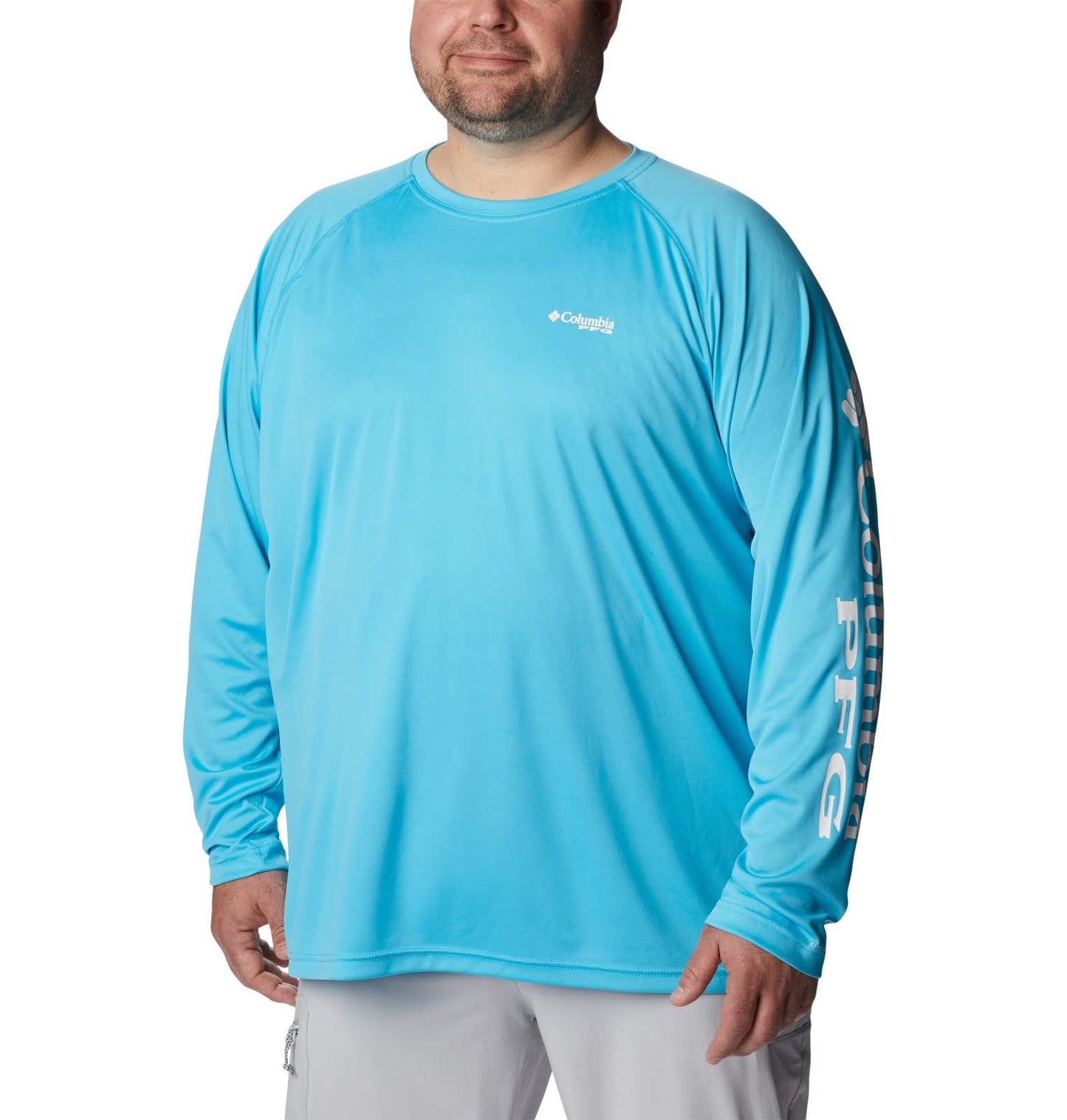 Columbia Men's Terminal Tackle Long Sleeve Shirt, Atoll/White Logo, 4X Big