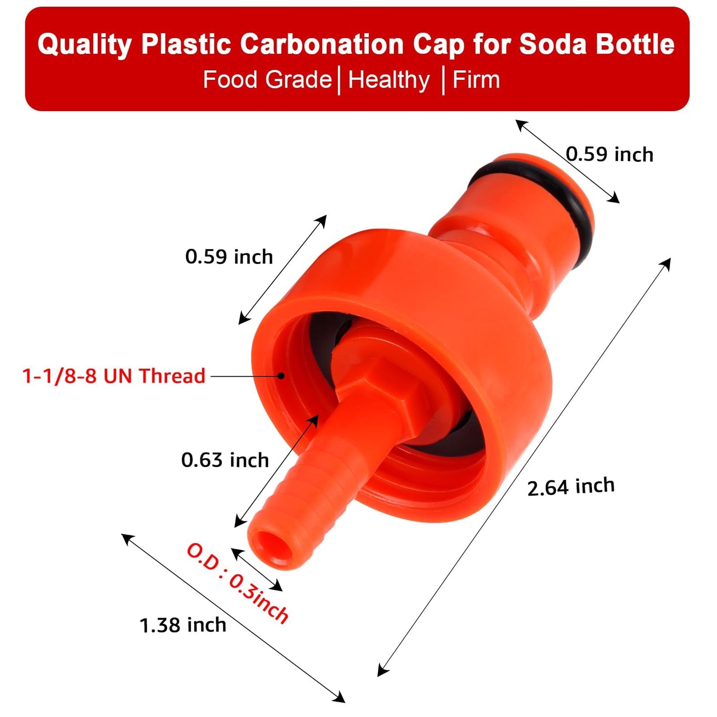 Dbgogo Carbonation Cap, 3 Pack Plastic Carbonator Cap 5/16” Barb Ball Lock Counter Pressure Bottle Filling Cap Forced Carbonation PET Bottle Filling CO2 Coupling Cap for Soda Beer with Extra 9 O-Rings