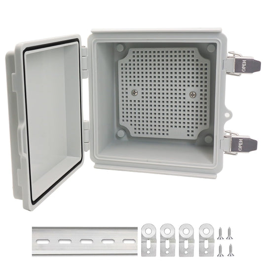 LuSumtly Electrical Box, Outdoor Waterproof Box IP67 Junction Box with Mounting Plate,ABS Plastic Project Box Power Cord Enclosure Grey 5.9" Dx5.9 Wx3.5 H
