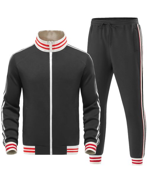 Riskrole Men’s Tracksuits Set 2 Pieces Active Sweatsuits Casual Jogging Full Zip Outfits Jacket Pants Set