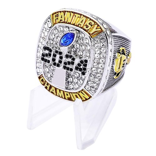 guancrown 2024 Fantasy Football Championship Trophy Ring Award Prize Sports Winner FFL Champion Ring (Size 11, Ring and Stand)