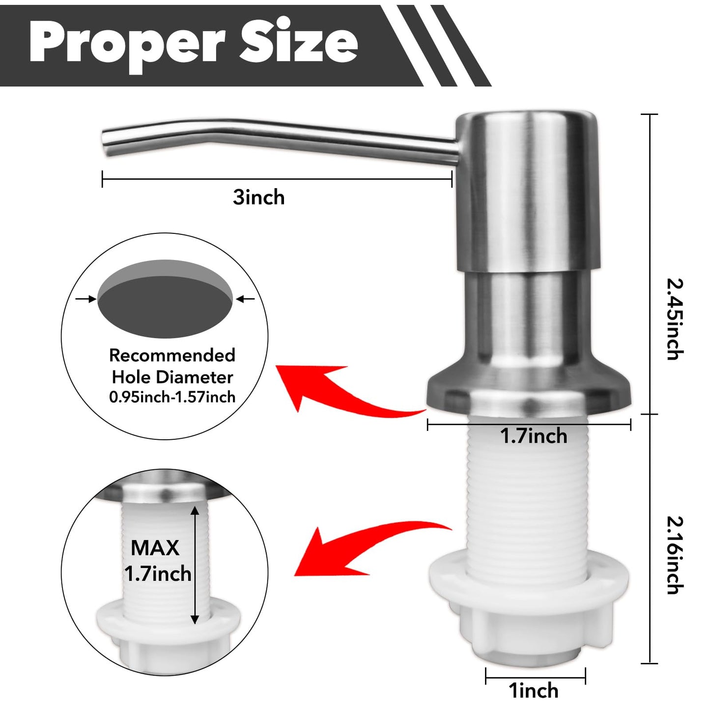 Domthent Soap Dispenser for Kitchen Sink Set,Sink Soap Dispenser Pump with 47" Soap Dispenser Extension Tube Kit,Stainless Steel Countertop Soap Dispenser for Kitchen Bathroom (Brushed Nickel)