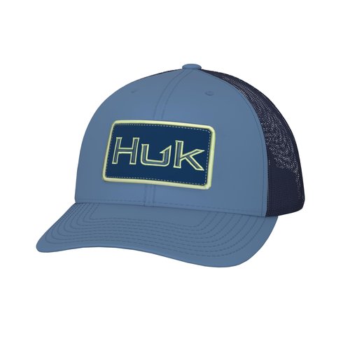HUK Womens Trucker Hat, Ladies Anti-Glare Snapback Fishing Hat, Bold Patch - Quiet Harbor, One Size