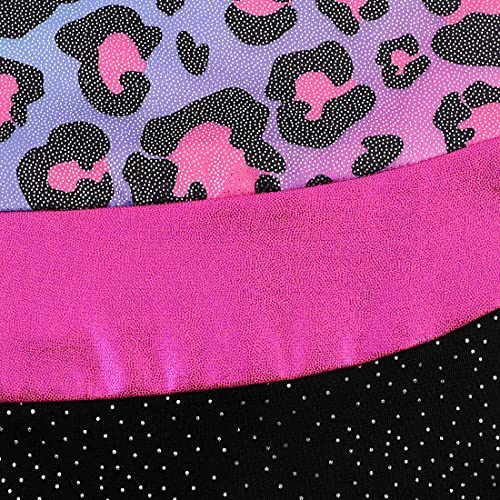 Girls Sparkle Gymnastics Biketard - Snowflake Mermaid - Leopard, 5-6 Years