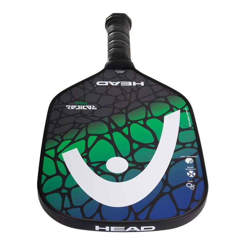 HEAD Fiberglass Pickleball Paddle - Radical Pro Textured Paddle w/Honeycomb Polymer Core & Comfort Grip (Blue/Green)
