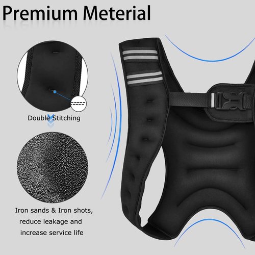 Kvittra Weighted Vest, 6.5lb/3KG Weight Vest with Reflective Stripe, Body Weight Vests Adjustable for Men, Women Workout, Strength Training, Running, Walking, Jogging, Cardio, Weighted Workout