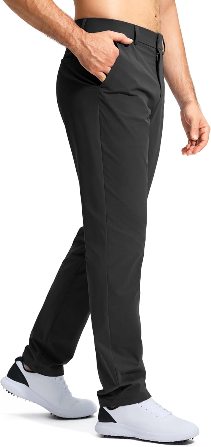 Pudolla Men's Golf Pants - Lightweight Quick-Dry Casual Slacks with Pockets | Comfortable Fit in 30"/32"/34" Sizes