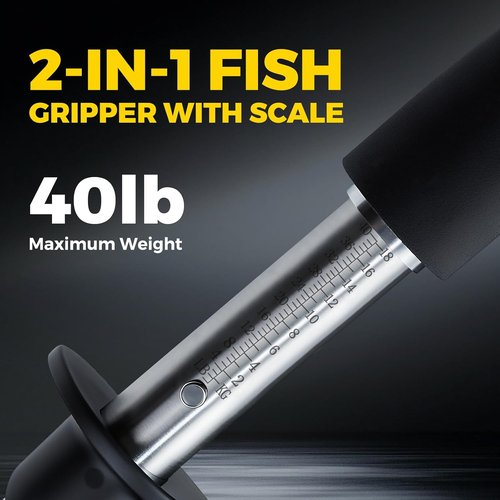 Fish Gripper - 23.8" Corrosion-Resistant Stainless Steel Lip Gripper with 40LB Capacity & Non-Slip Handle