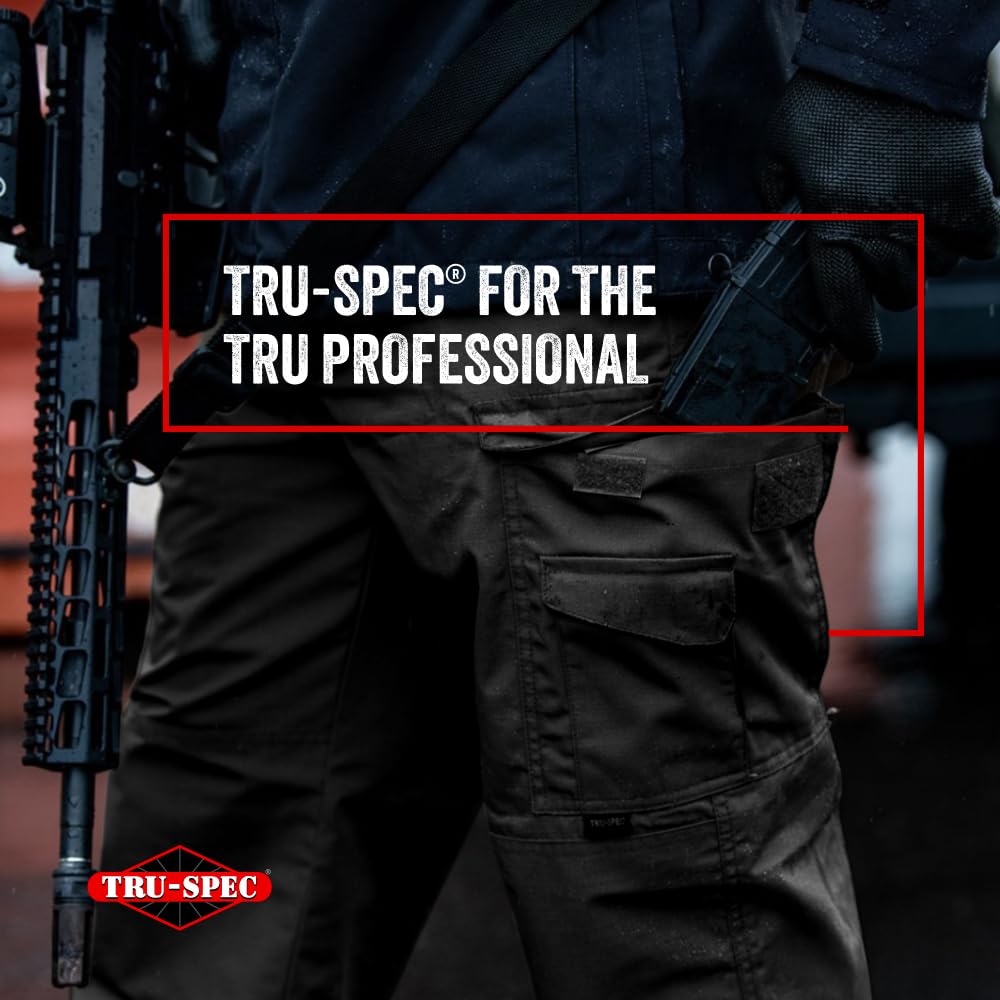 Tru-Spec 24-7 Original Tactical Pants for Men - Water-Resistant CCW Cargo Work Pants with Rugged Build and Knee Pad Openings - Black - 28W x 30L