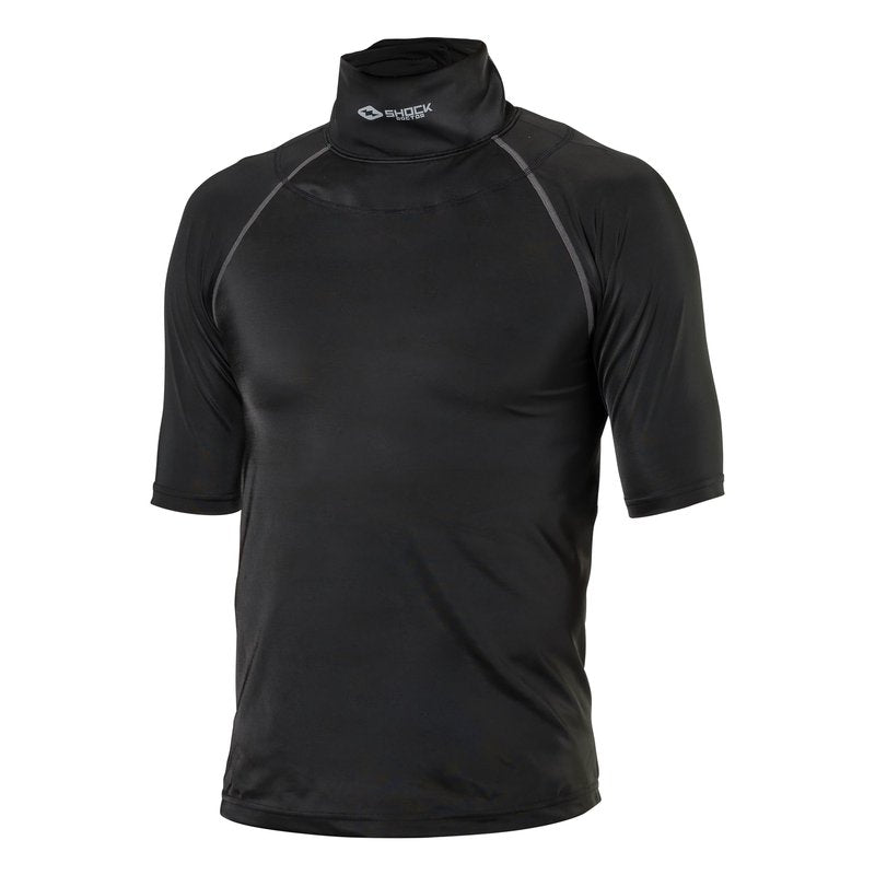 Shock Doctor Compression Shirt with Neckguard for Hockey with Integrated Neck Guard. for Adult Men Black