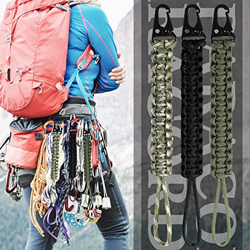 550 Paracord Lanyard Keychain - Black, Green, Camouflage Green - 3 Pcs
