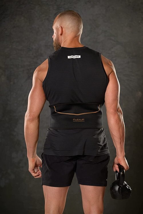 Flexup Lower Back Support Brace, Lumbar Support Belt, Lightweight Flexible Copper Infused Compression Back Brace for Men and Women for Everyday Use (L/XL)