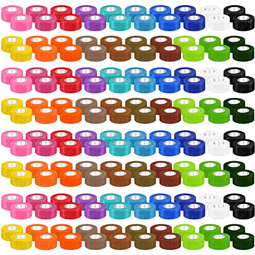 Nuogo 100 Self-Adhesive Bandage Wrap Rolls Bulk 1 Inch x 5 Yards First Aid Sports Pet