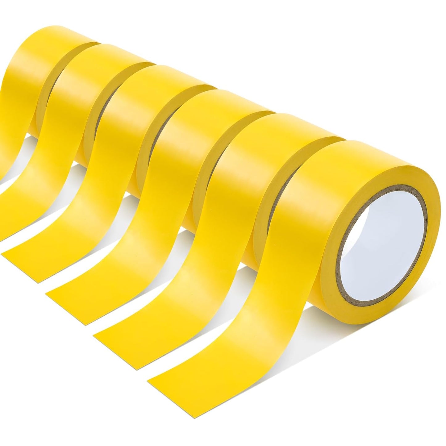 Outus Floor Marking Tape - Durable 2" Wide Yellow Non-Abrasive Tape for Social Distancing | 100' Length, 6 Rolls