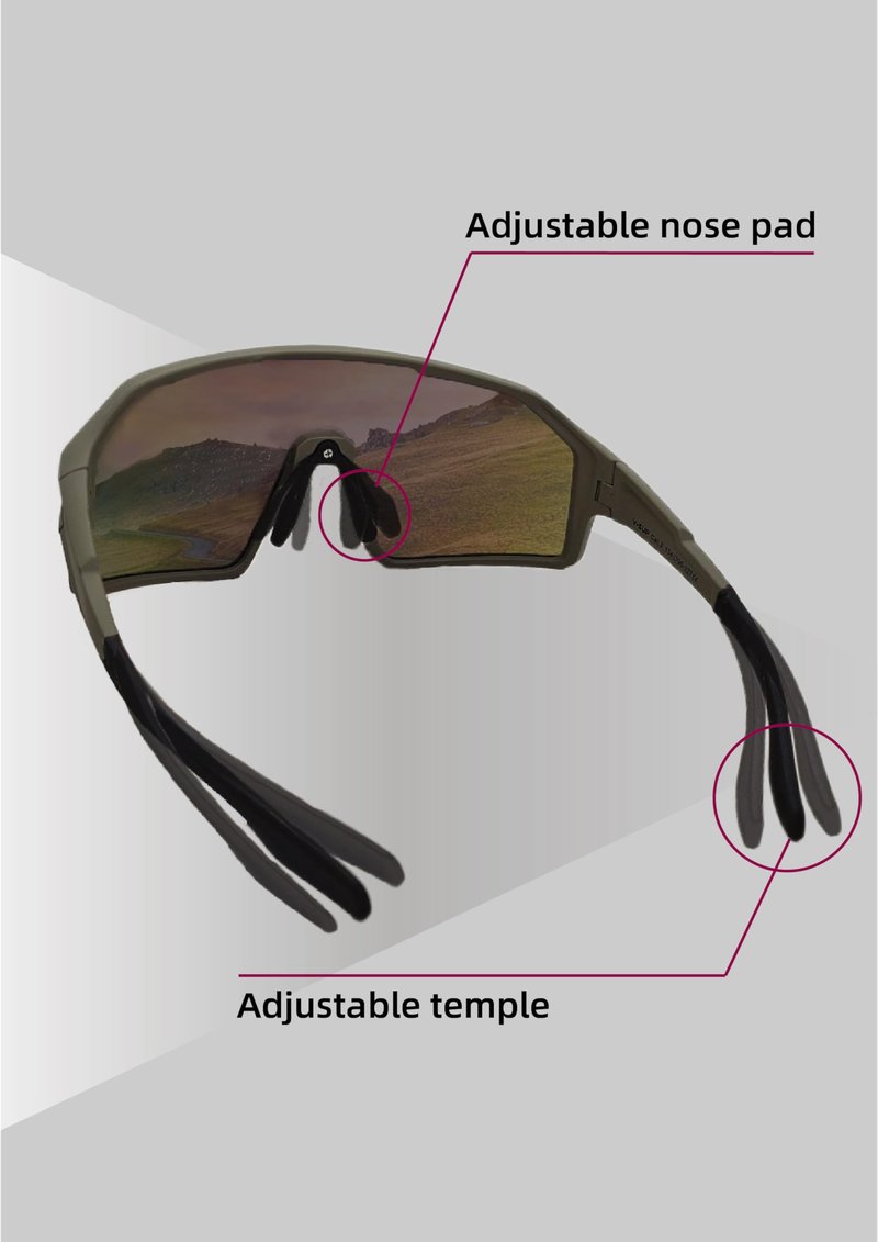 V-SUP UV400 Mens Sunglasses for Baseball, Cycling, Golf, Fishing, Pickleball, Running, Hiking, Sport Glasses for Outdoor Use, MTB–Safety Sunglasses for Men & Women (Gray Frame & Pink Gold Revo Lens)