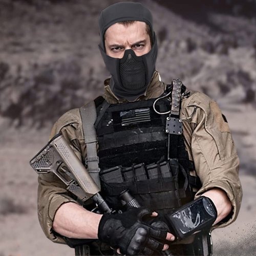 AOUTACC Balaclava Airsoft Mesh Mask,Style Full Face Protection Hood for Cs War Game, BB Gun,Hunting,Paintball
