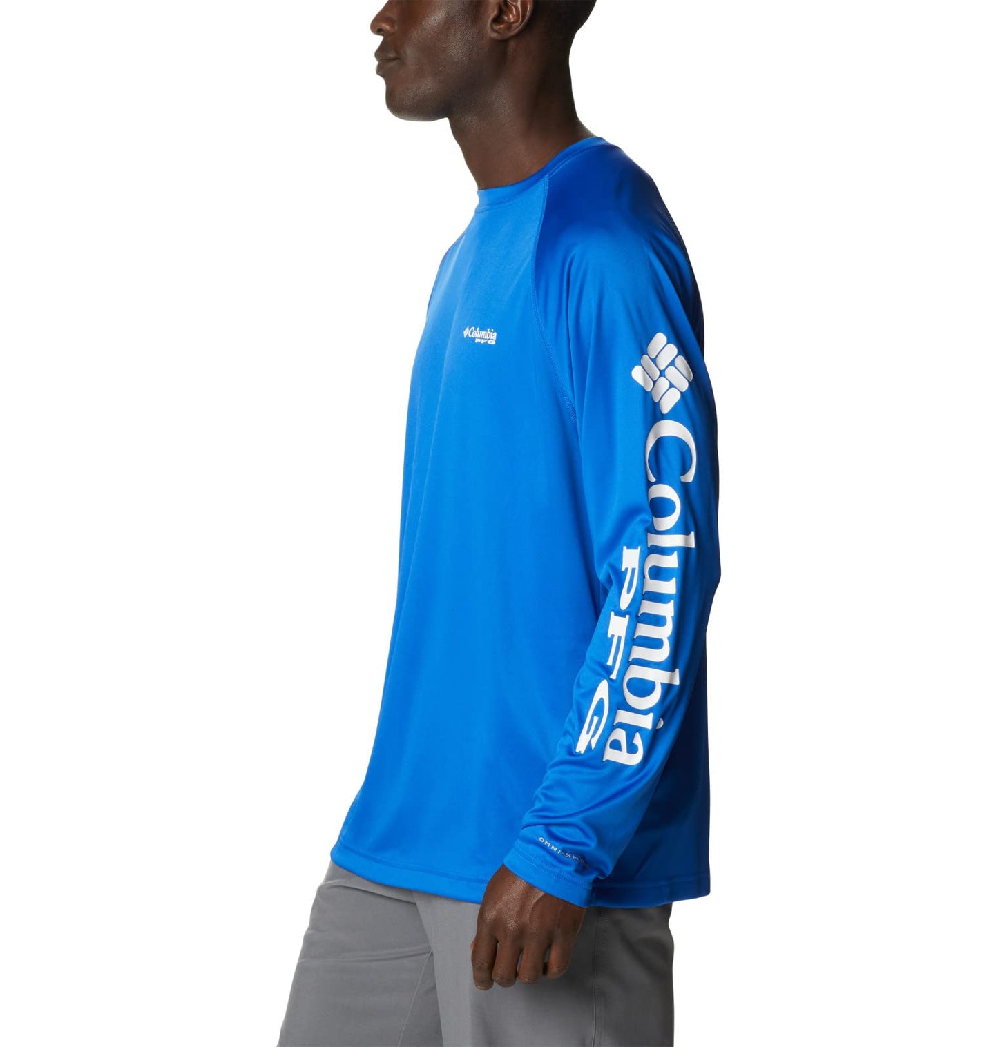 Columbia Men's Terminal Tackle Long Sleeve Shirt, Blue Macaw/White Logo, 4X Big