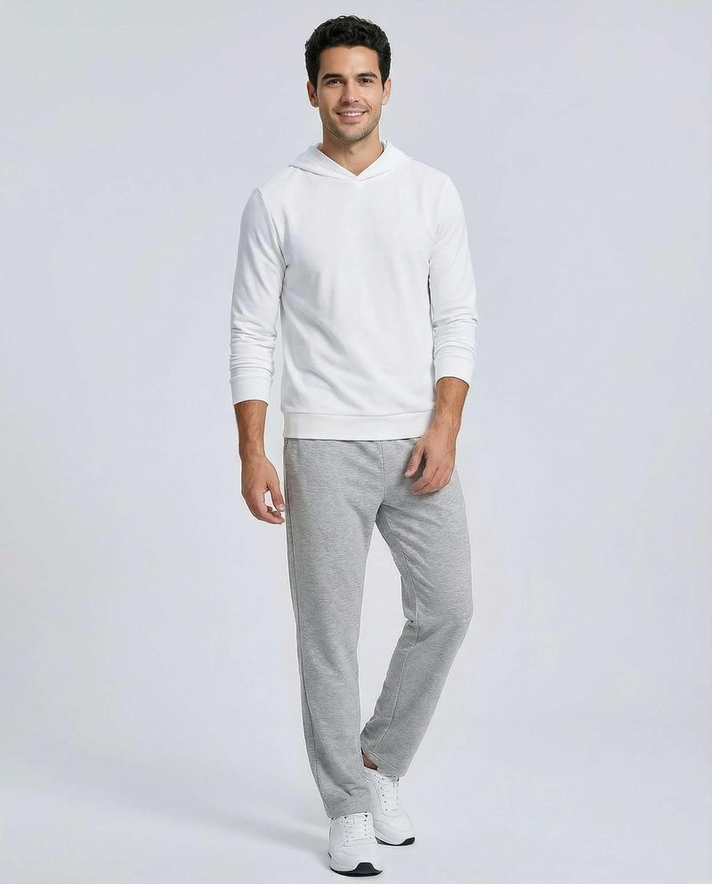 Real Essentials 3 Pack: Men's French Terry Open Bottom Sweatpants - Casual Lounge Comfort Gym with Pockets- Set 3,M
