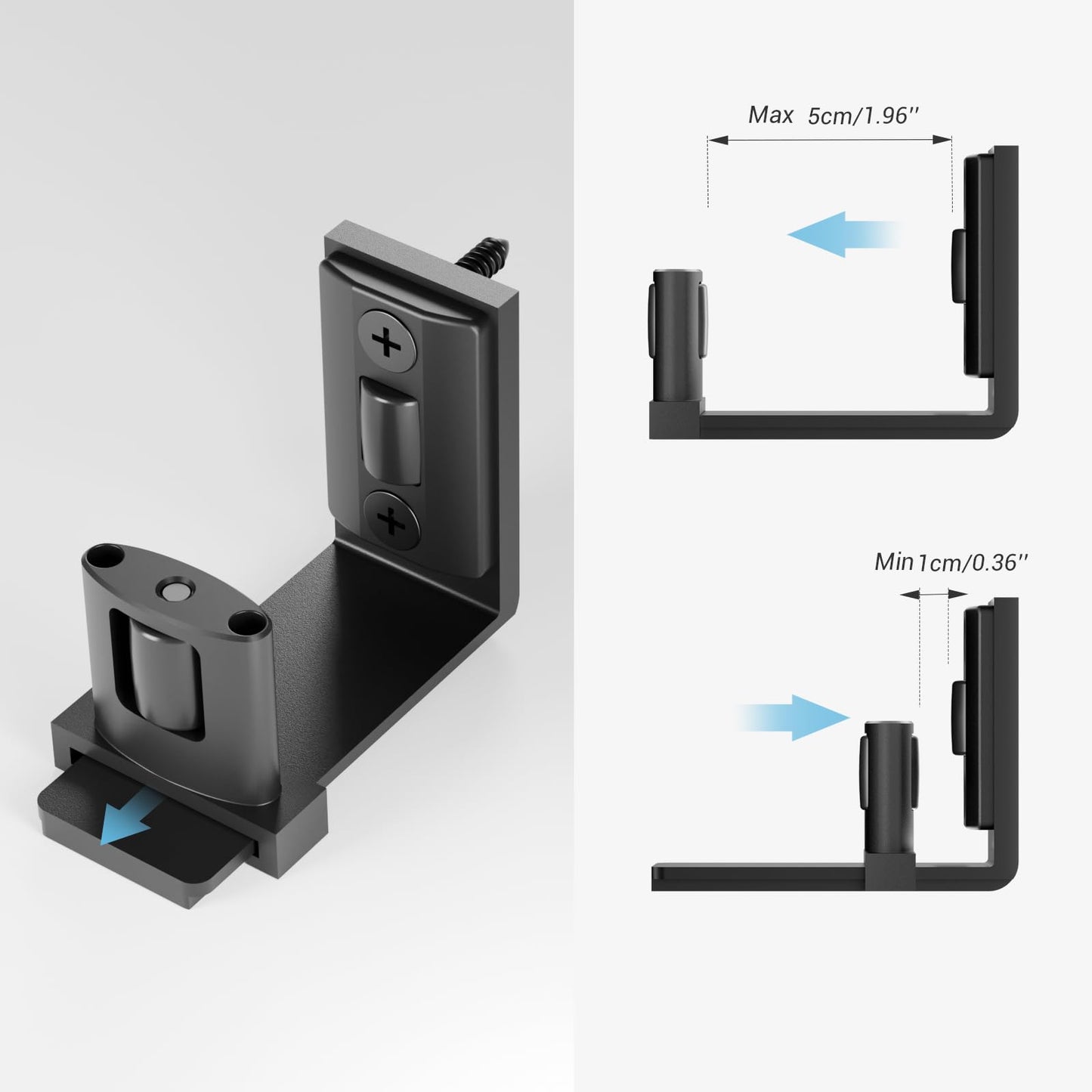 CCJH Sliding Barn Door Bottom Floor Guide, Adjustable Roller U Shape Flexible Flush Design, Wall Mounted, Black (Wall Mount Shape -A)