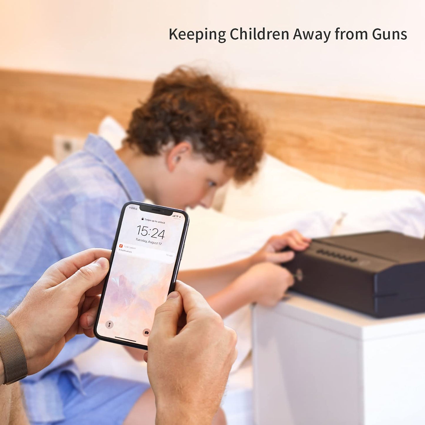 PINEWORLD Gun Safe For Handgun, Gun Case, Biometric Gun Safe For Car, Pistol Safes With Fingerprint|Passcode|Key Unlock, Full Voice Prompt Gun Lock Box with Cable, Charging Port