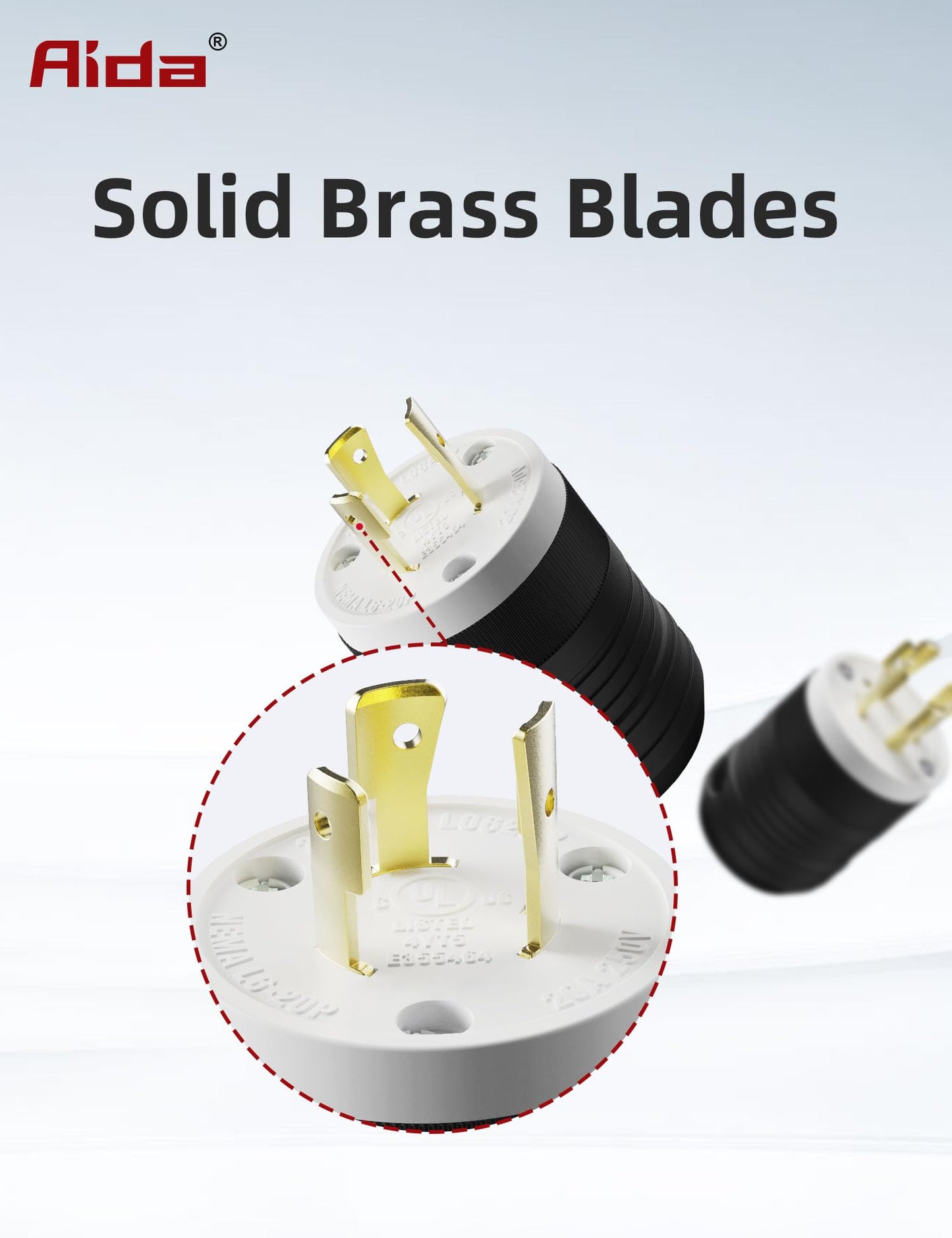 AIDA NEMA L6-20P Locking Plug, 20 Amp, 250 Volt, 2-Pole 3-Wire, Industrial-Strength Grounding Heavy Duty Twist Lock Adapter