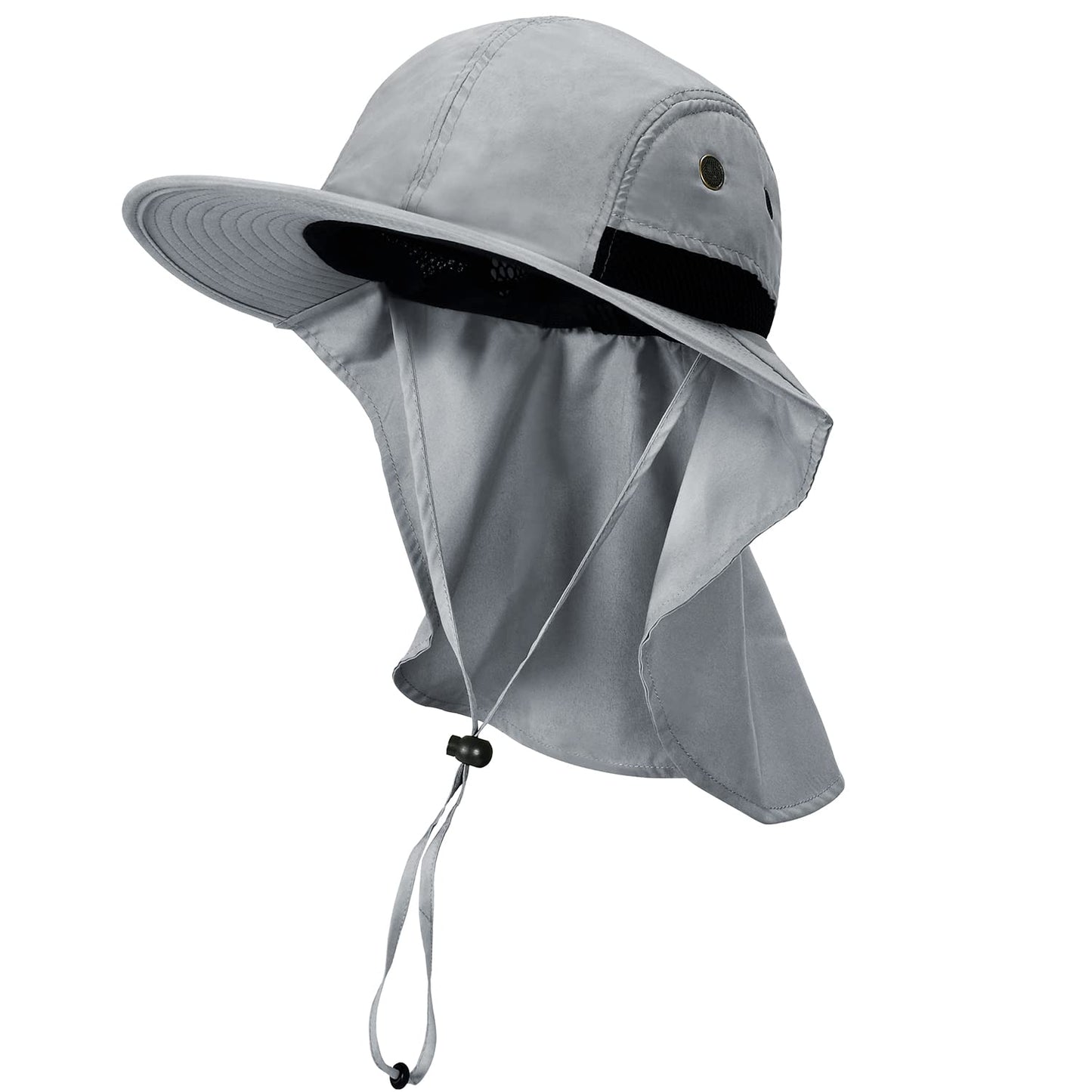 Tirrinia Wide Brim Sun Hat with Neck Flap for Men & Women, Breathable Hiking Fishing Safari Hat, Outdoor UV Protection Cap