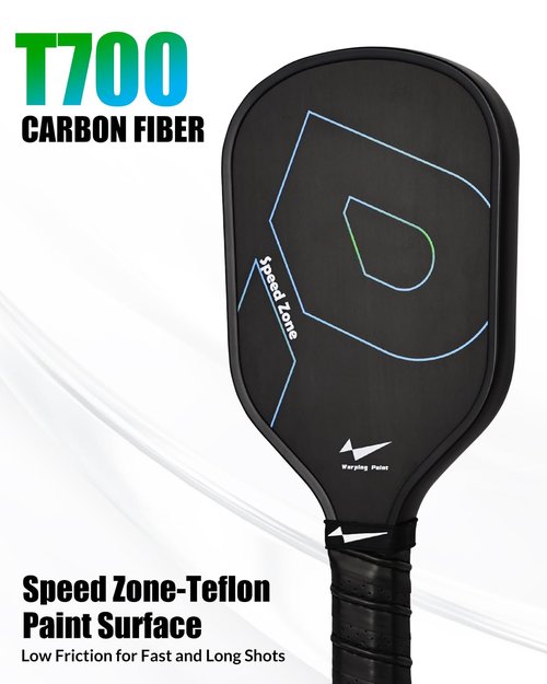 Warping Point Pickleball Training Paddle with Dual Different Friction Surface Technology, T700 Raw Carbon Fiber Pickleball Sweet Spot Trainer with Elongted Handle, 16mm Core Practice Pickleball Paddle