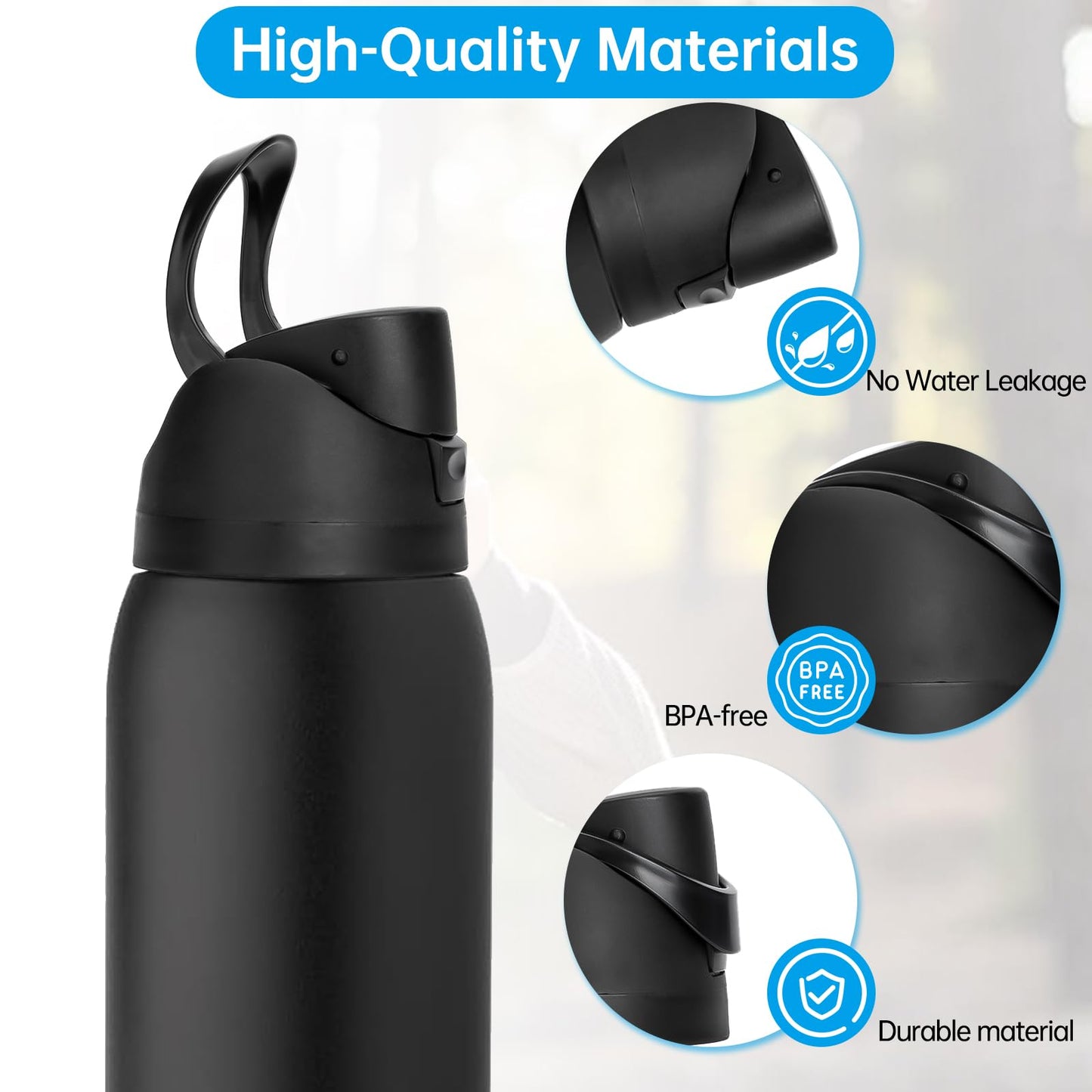 2 PCS Replacement Lid for Owala Freesip, Compatible with Owala Cup 16oz 24oz 32oz 40oz, One Button Water Bottle Top Lid Replacement Accessory, Leakproof, BPA-Free (Black)