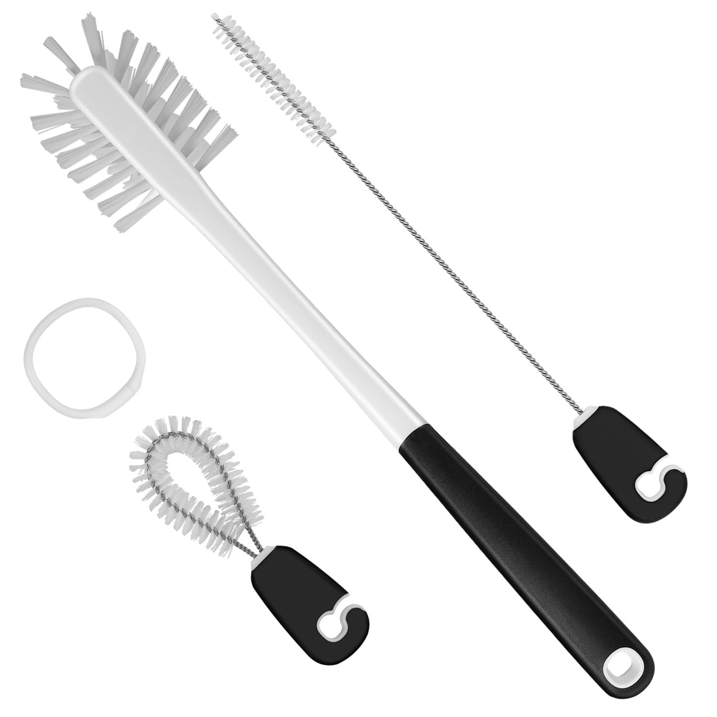 MOSOLAN 3-in-1 Water Bottle Cleaning Brush Set - Long Handle Scrubbing Brush for Tumbler, Straw, Baby Bottles, Drinking Glasses, White