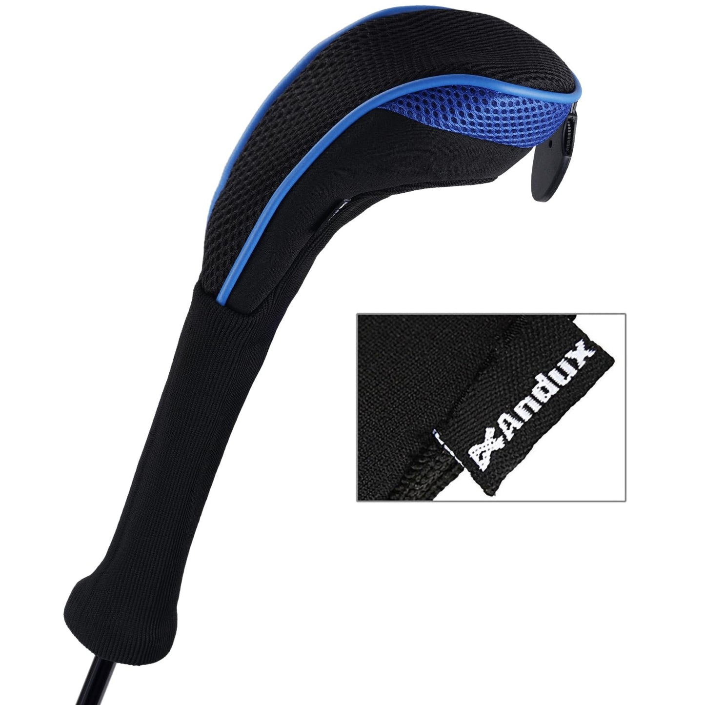 Andux 4 Pack Long Neck Golf Hybrid Club Head Covers Black/Blue