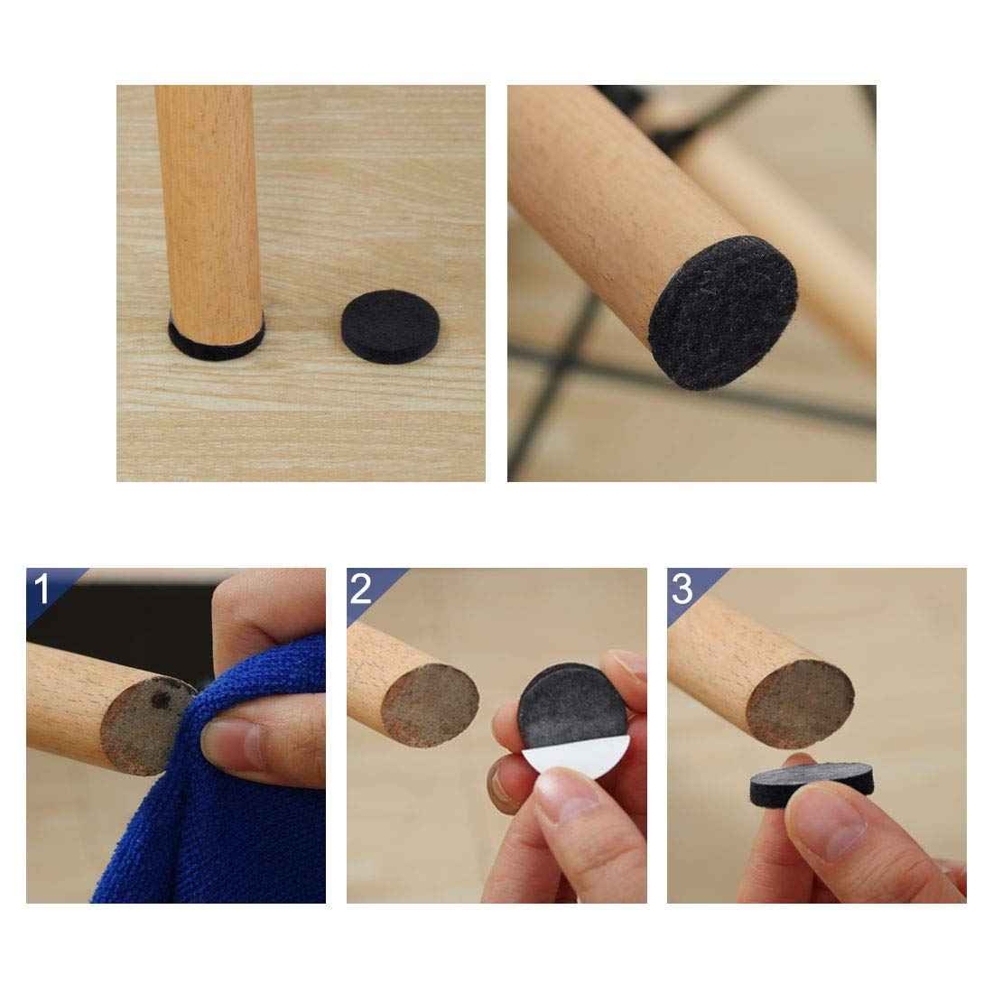 uxcell 100pcs Furniture Felt Pads Round 1 1/4" Self-stick Non-slip Anti-scratch Pads for Cabinet Chair Feet Leg Protector Black