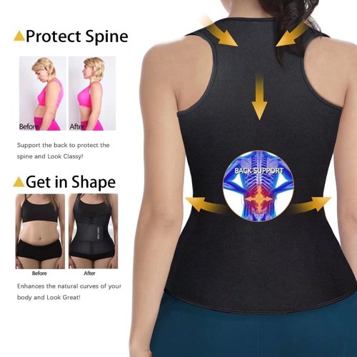 HOPLYNN Neoprene Sauna Sweat Waist Trainer Corset Trimmer Vest for Women Tummy Control, Waist Cincher Body Shaper Black Small
