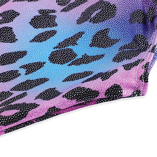 Toddler Gymnastics Leotard - Sparkly Rainbow Leopard Biketard, 5-6 Years