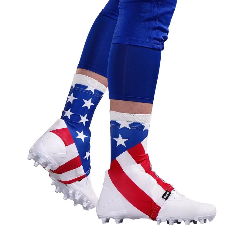 SLEEFS Spats/Football Cleat Covers [1 Pair - S/M American Flag] - Laces Covers/Wraps for Football, Baseball, Soccer, and Field Hockey - Youth and Adult Sizes for Men, Boys and Girls - Small/Medium