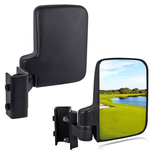 Xislet No-drilling Golf Cart Mirrors with All Metal Clamps Compatible with Yamaha Club Car EZGO Golf Cart Breakway Folding Side Rear View Mirrors Real HD Glass