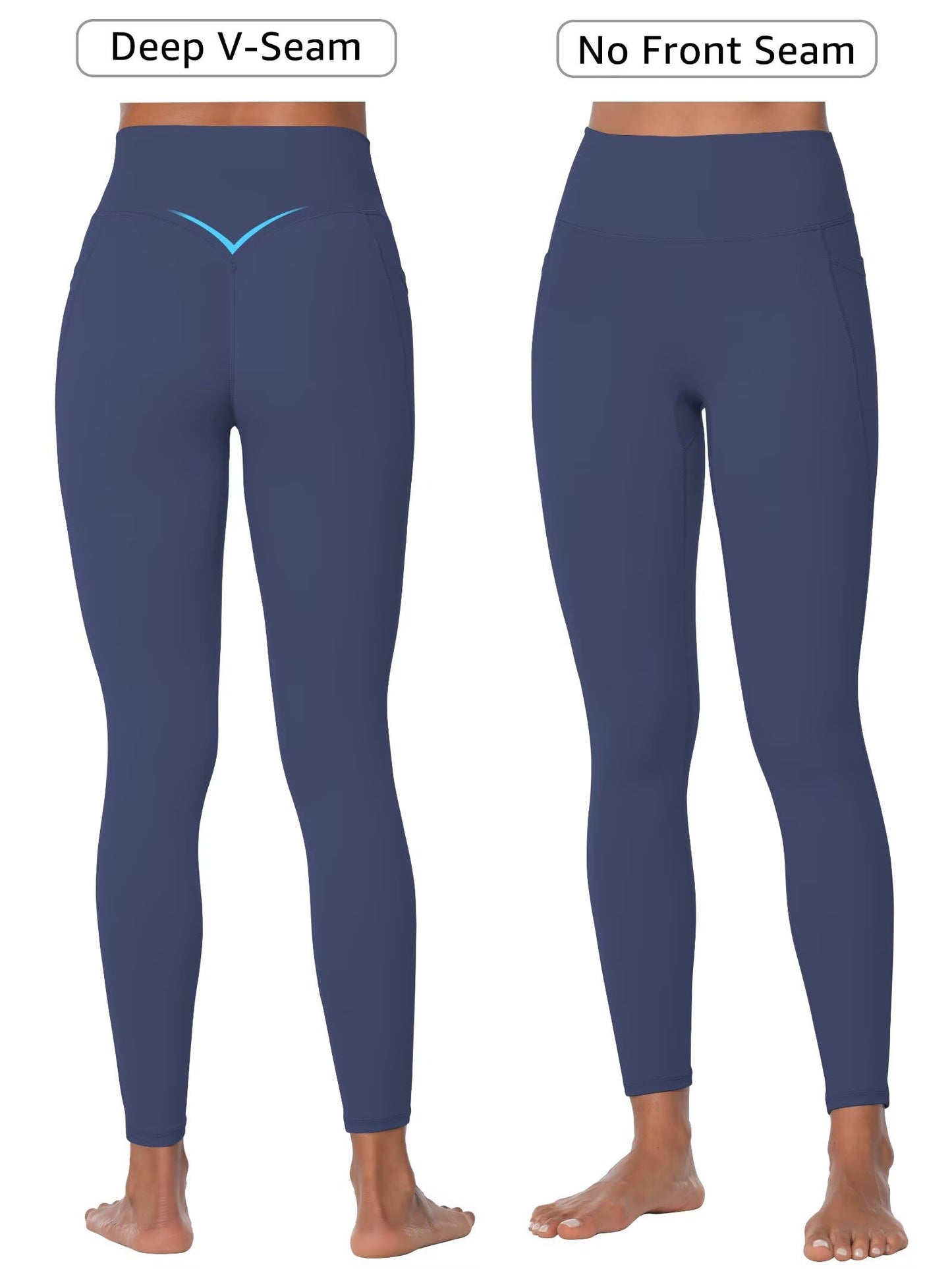 Sunzel Sunzfly High Waist Yoga Pants with Pockets, Workout Leggings for Women Tummy Control, No Front Seam Yoga Leggings 26" Black Medium