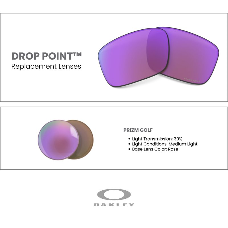 Oakley Original Drop Point OO9367 00001561 Prizm Golf Replacement Lenses for Men for Women+ Bundle Microfiber Pouch -Frames Not Included