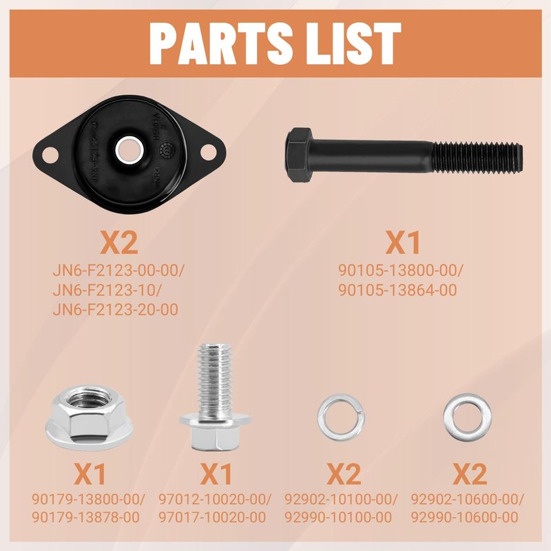 CLUBRALLY Golf Cart Rear Arm Front Bushing Mounting Kit, Applicable to 1996-Up Yamaha G&E G16,G19,G20,G21,G22,G23,27,G28,G29 Drive Alternate OEM#JN6-F2123-00-00/JN6-F2123-10/JN6-F2123-20-00
