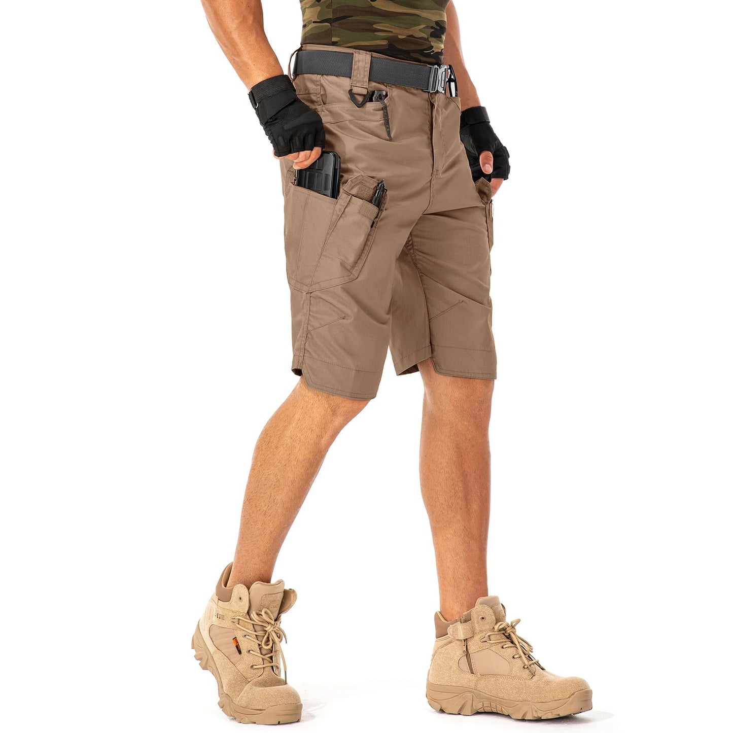 Jessie Kidden Mens Tactical Shorts Stretch Outdoor Cargo Shorts Wear Resistant Rip Stop Work Hiking Fishing Shorts (6223 Brown 38)